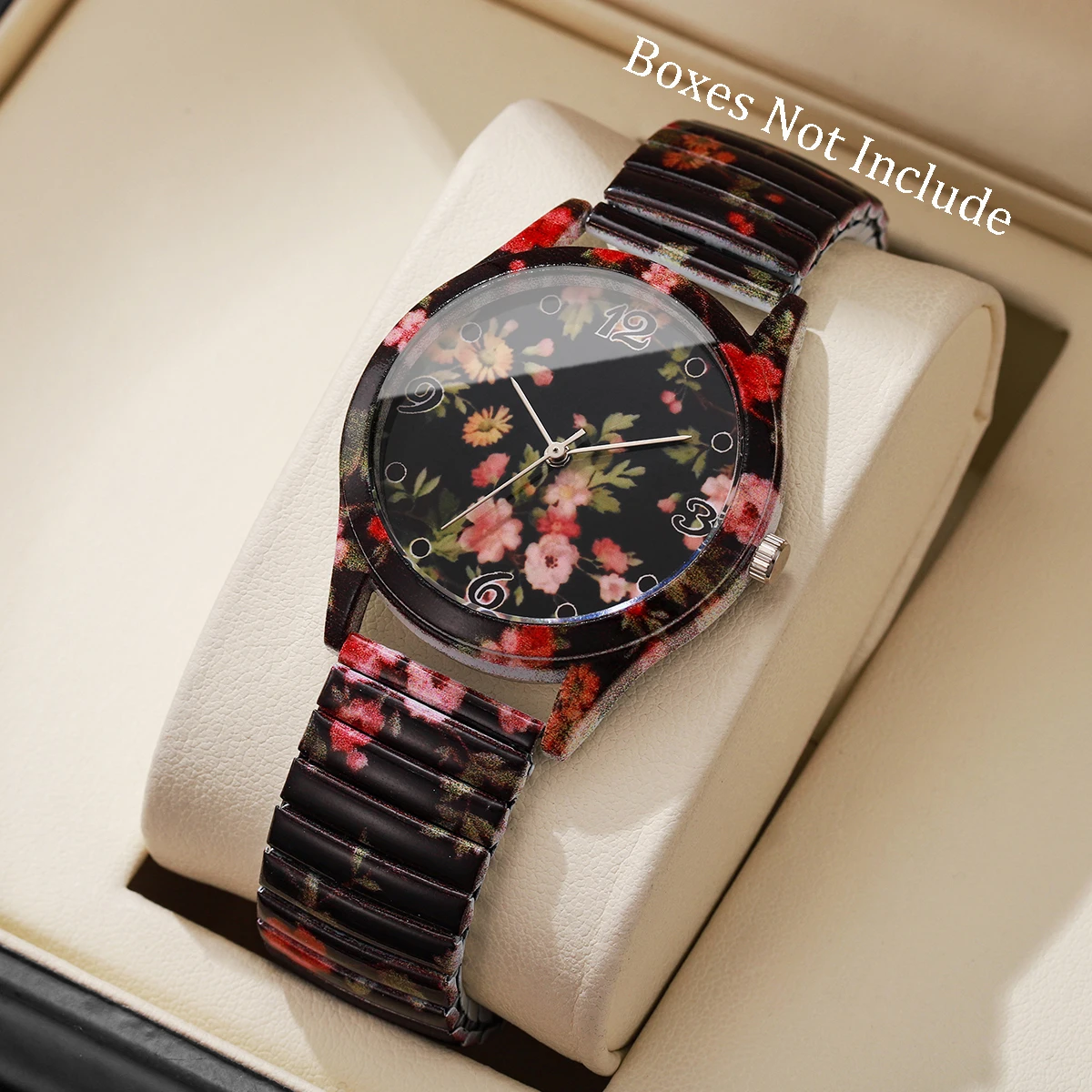 1pcs Women's Gift Printed Watch Fashion Casual Digital Scale Dial Temperament Elegant Printed Quartz Watch ( Box Not Included)