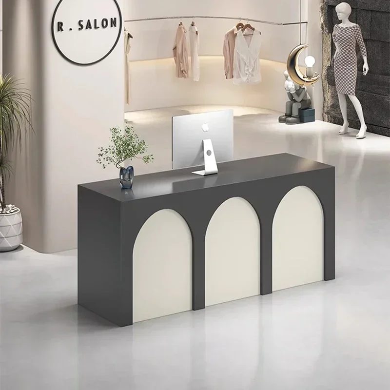 

Administrator Stand Furniture Reception Table Black Desk Corner Office With Storage Beauty Salon Counter Bakery Hairdressing