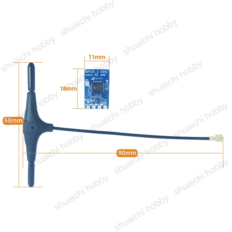 Rc固定翼用のT字型アンテナ,シリコンワイヤー付き受信機モジュール,30awg,2.4ghz,100mw,3.6-5.5v,1セット