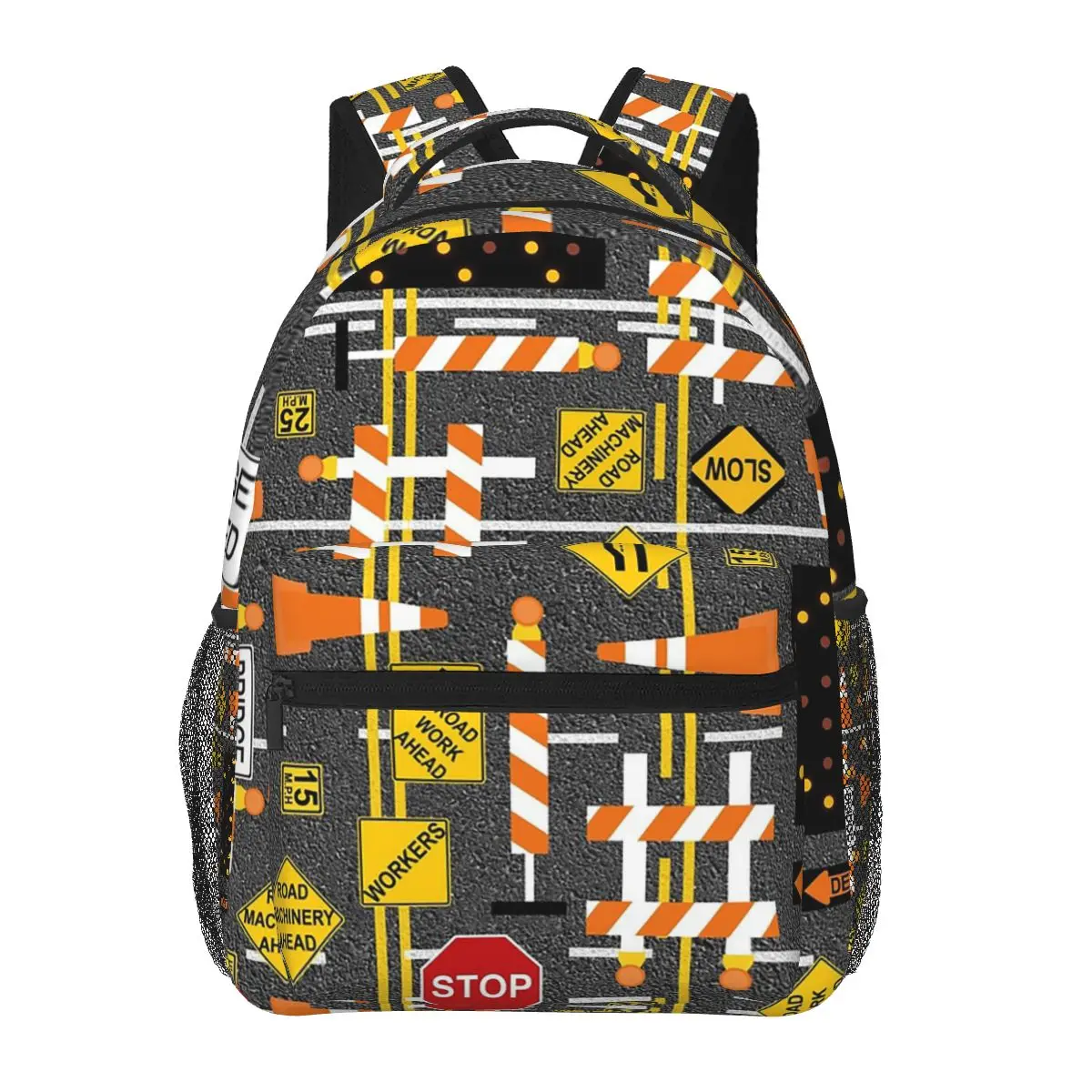 

Road Construction Signs Backpack Hot Sale Daypack Large Capacity Kids BookBag School Bag Shoulder Bags for Men Women