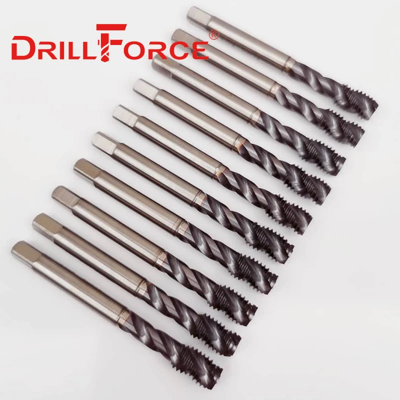 Drillforce Cobalt Screw Thread Tap Drill Bits Spiral Flute Metric M2-M16 TICN Coated Machine Tools For Stainless Steel