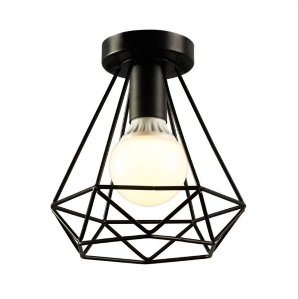 

Retro Industrial Iron Cage Ceiling Lamp Modern Creative Wrought Iron Aisle Light E27 Ceiling light for Corridor Balcony Porch