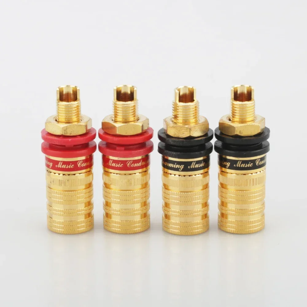 4PCS High- End CMC-838-S 24K Gold plated Copper Conductor Short Long Binding Post HIFI Speaker Terminal jack