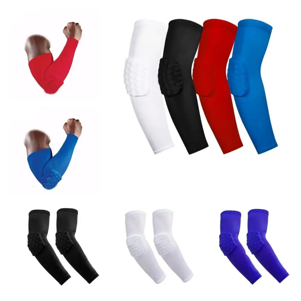 2Pcs Crashproof Pads Honeycomb Elbow Protective Pads Anti-Collision Armguards Basketball Arm Sleeves Elasticity Armband