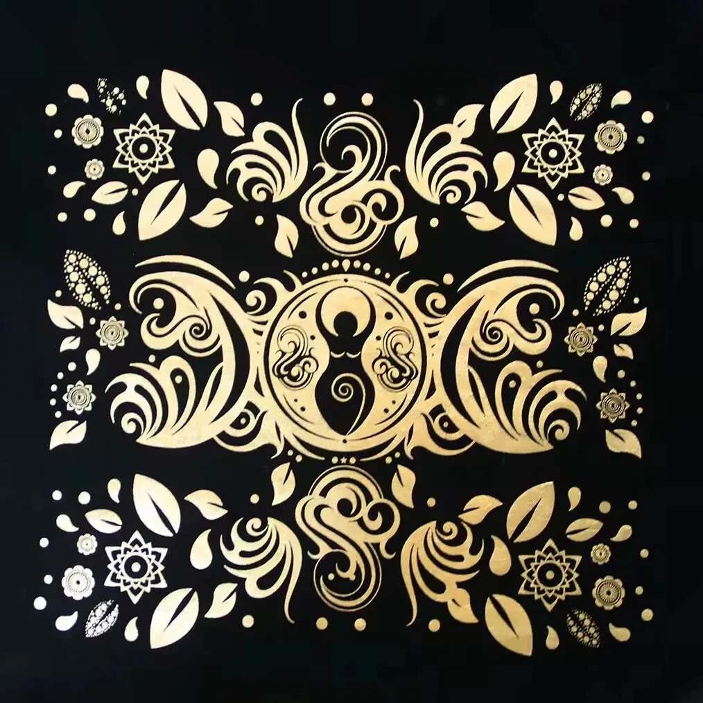 VIKAMA Golden Goddess Symbol Tablecloth, 6 Designs, Tarot Divination Altar Cloth Witchcraft