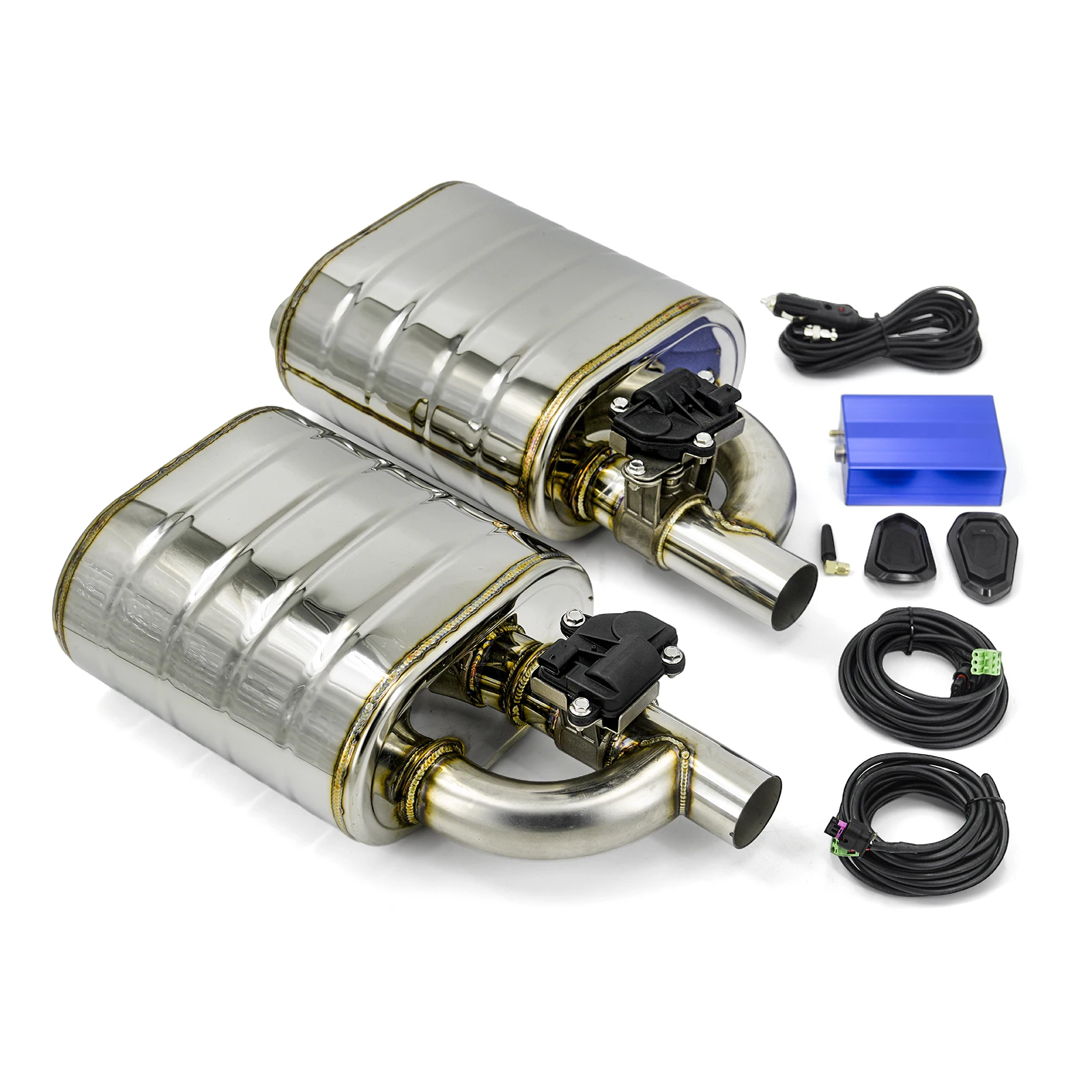Электрический клапан с двойным глушителем выхлопа автомобиля с электрической системой управления, комплект обновления из нержавеющей стали 51/63/70/76 мм Электрический клапан с двойным глушителем выхлопа автомобиля с электрической системой управления, комплект обновления из нержавеющей стали 51/63/70/76 мм