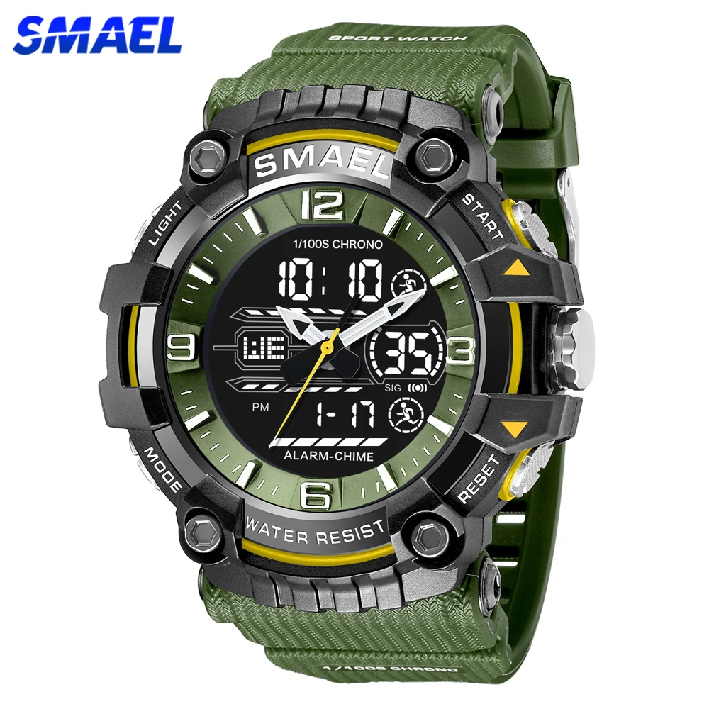 

SMAEL Brand Young Fashion Sport Watches for Men Waterproof Stopwatch Quartz Digital Back Light Student Wristwatches with Alarm