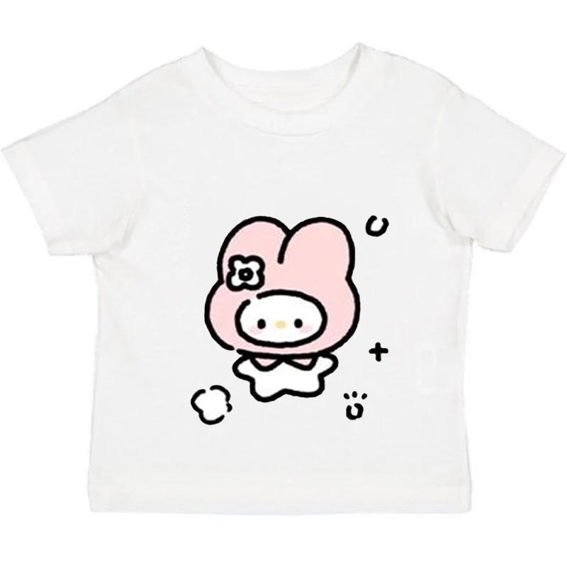 Korean Style Sanrio My Melody Cartoon T-shirt Top Cute Y2K Girls Summer Short Sleeved Versatile Top