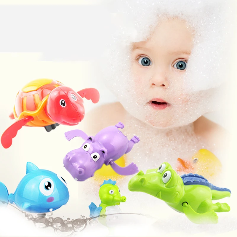 1Pcs Bath Toys Turtle Dolphin Baby Shower Baby Wind Up Swim Play Toy Swimming Pool Accessories Baby Play In Water Random Color