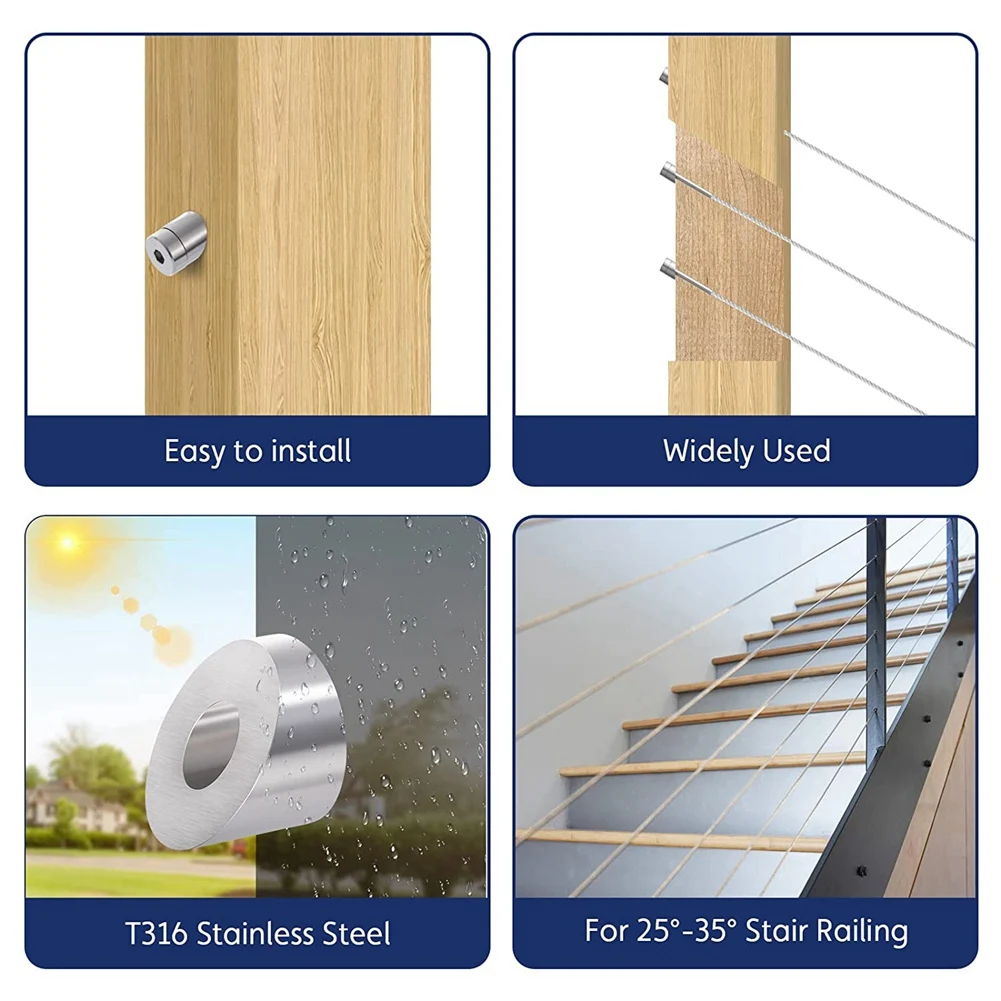 10 paczek 30 stopni kątowa podkładka skośna ze stali nierdzewnej, 1/4 cala/6,6 mm podkładka 30 stopni do zestawu poręczy kablowych