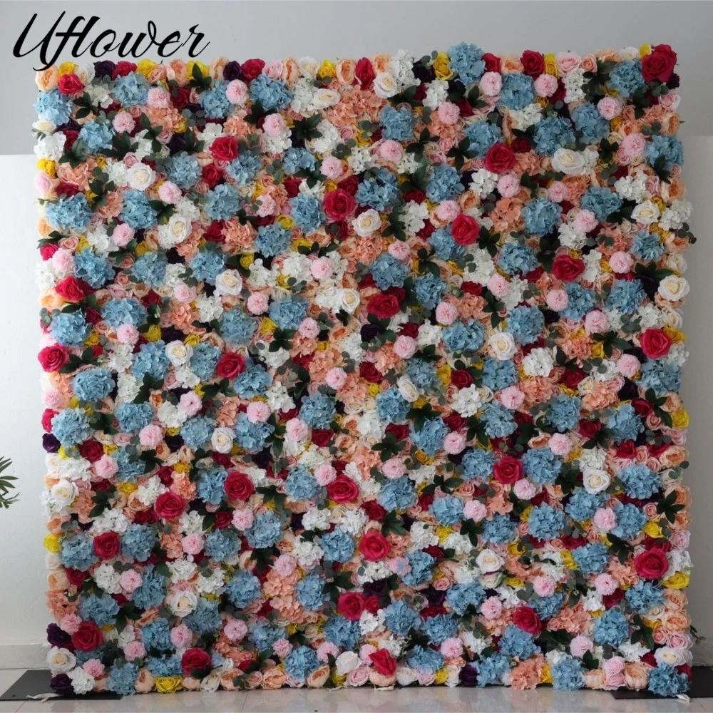 

Uflower Роскошный 3D синий цветок гортензии красная роза свадебный фон декор стены фаленопсис цветы пиона настенная вечеринка реквизит