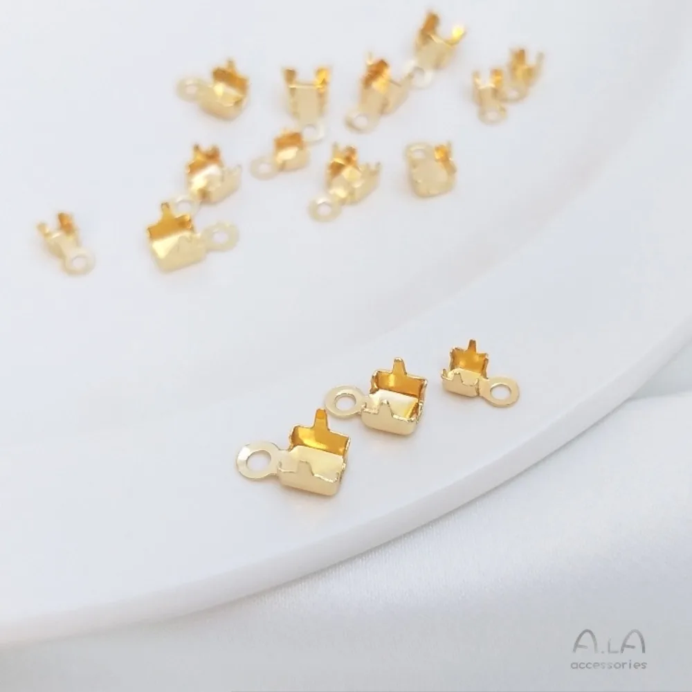 المشابك النحاسية 14K الذهب اللون الزركون مخلب سلسلة مشبك سلسلة كليب مشبك DIY بها بنفسك اليدوية والمجوهرات سوار نهاية اتصال الملحقات