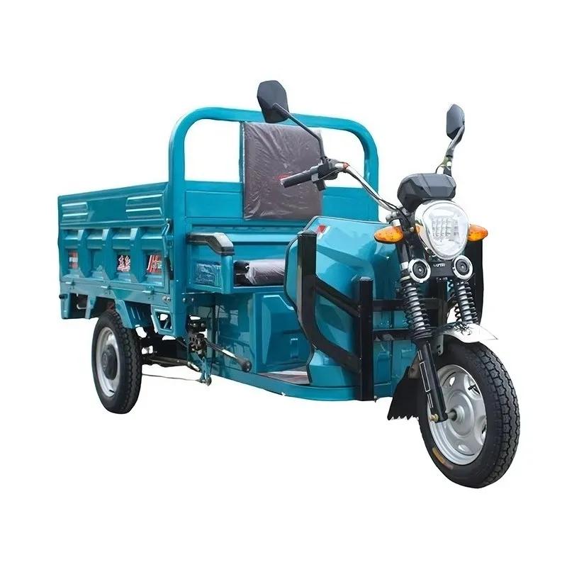 Construction Site Heavy Load Electric Cargo Tricycle, Half Closed Cabin 3 Wheel Electric Truck, 500KG Durable Freight Transport