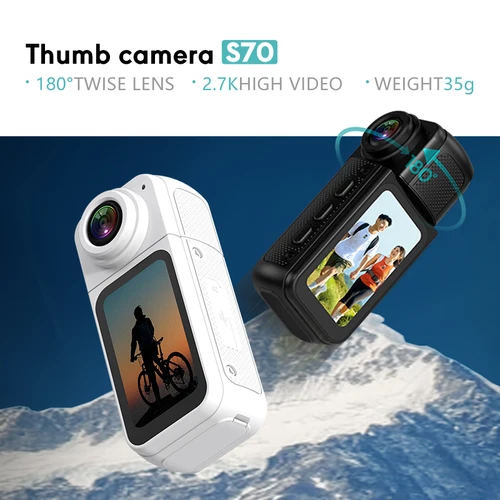Cámara deportiva GEYUNE Thumb 2.7K HD 180 ° Gire WIFI Sport DV Ciclismo Grabador Atracción magnética al aire libre 1.47'' Cámara de acción