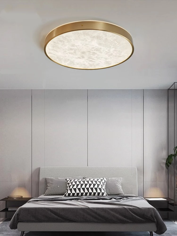 Plafoniere in marmo spagnolo sottile dal Design moderno di lusso Led decorazione della casa apparecchio di illuminazione in rame spazzolato per