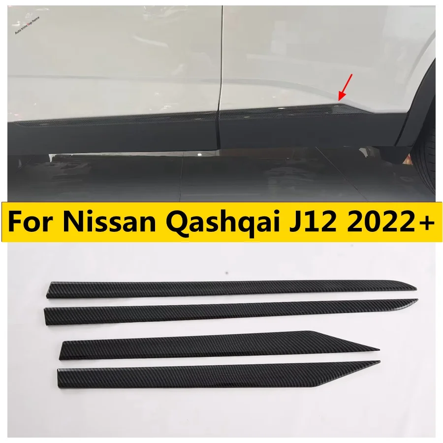 

ABS Carbon Fiber Side Door Body Molding Decor Protector Stripes Cover Trim Fit For Nissan Qashqai J12 2022 2023 Car Accessories