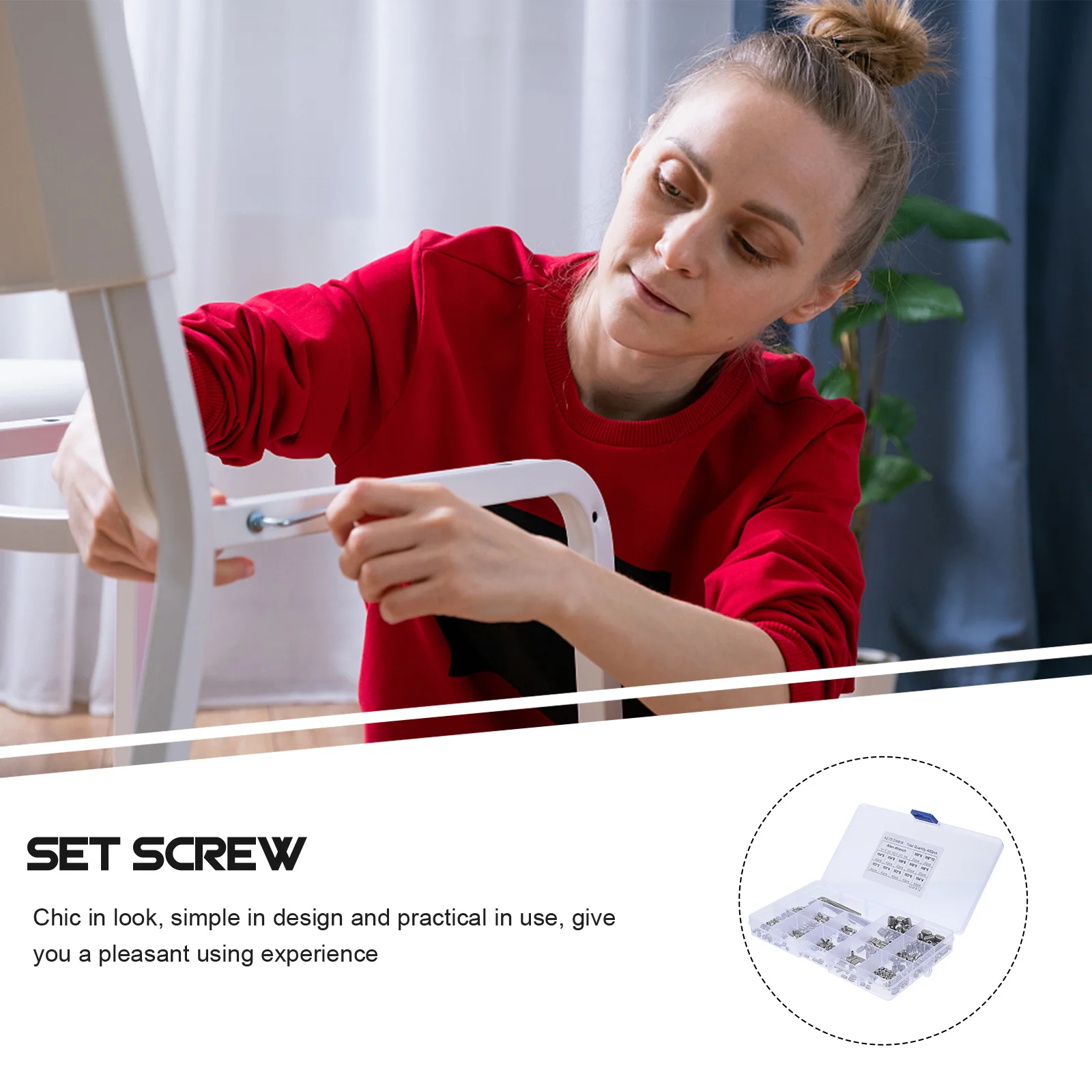 

1 set 1 Set Stainless Steel Socket Grub Screw Assortment Kit For Engineering Repair Small Screws Hardware Fasteners Tool Set