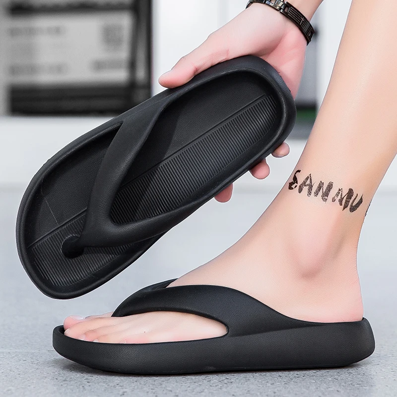 

Summer Clip Toe Beach Flip Flops, Thick Sole Shock Absorbing Platform Thong Slippers Non Slip Casual Sandals for Daily Wear
