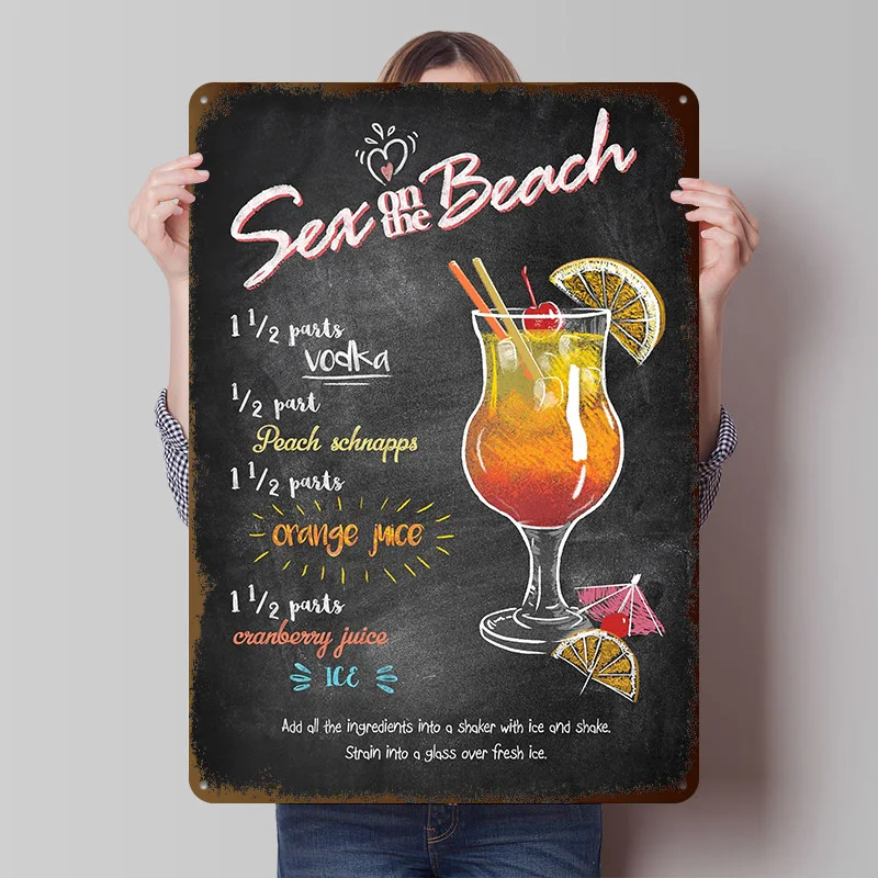 Sex on the Beach Tinplate Posters Customizable Wall Art Retro Vintage Metal Signs for Home Room Mancave Decoration Gaming Garden