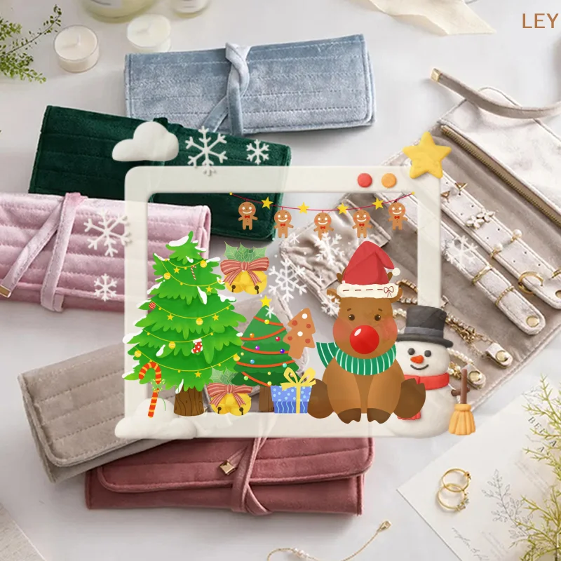 

Velvet Jewelry Bag Dark Green Earrings Storage Bag Jewelry Storage Bag Compact For Home Display Gift