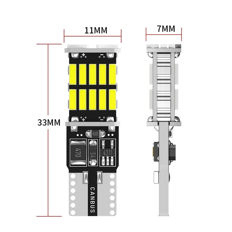 Lampu plat nomor Wedge Interior mobil, 2 buah LED daya tinggi T10 W5W Canbus tanpa Error 4014 26SMD bohlam 12V putih 6000k lampu kubah 12V