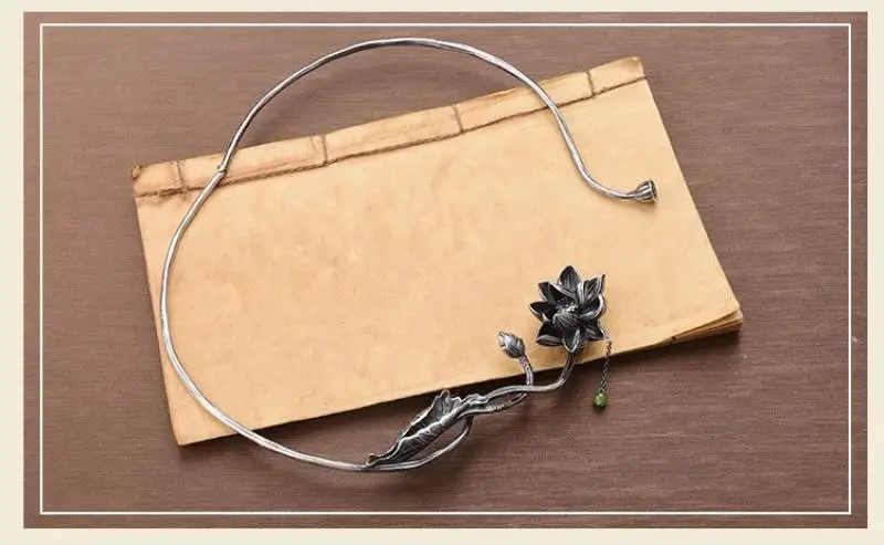 1Pc Chinese Ethnic Style Characteristic Vintage Necklace Fashion All-Match Personalized Tassel Lotus Decorative Exquisite Choker
