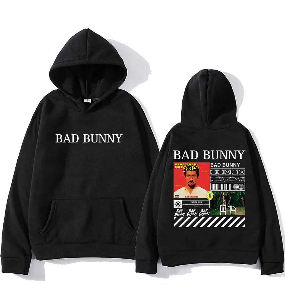 DeBí TiRAR MáS FOToS Hooded DtMF Bad Bunny Men Fleece Sweatshirt Graphic Printing Hip Hop Clothes Clothes Grunge Punk Pullovers