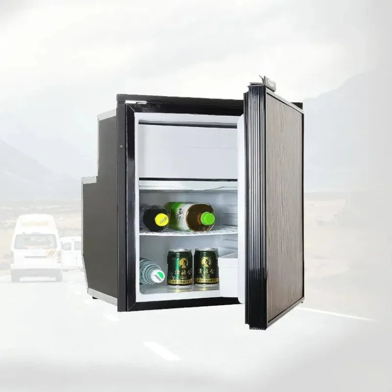 ثلاجة RV خشبية وسوداء 12 فولت/24 فولت - تبريد الضاغط، ضوضاء منخفضة للمنزل المتنقل/التخييم