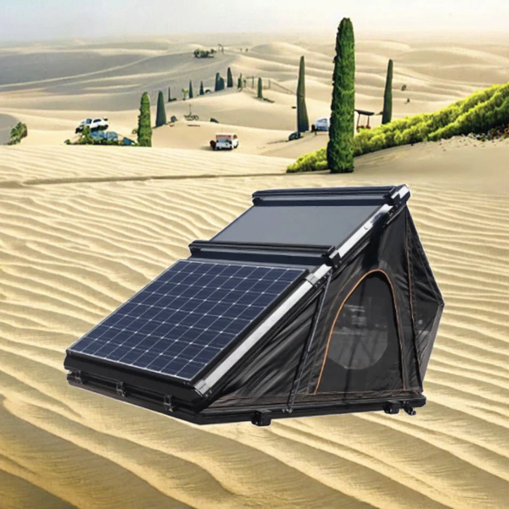 SUV Car Roof Top Tent with Solar Power  Powered  Panel Tents Aluminum Alloy Honeycomb Board Inflatable Rooftop