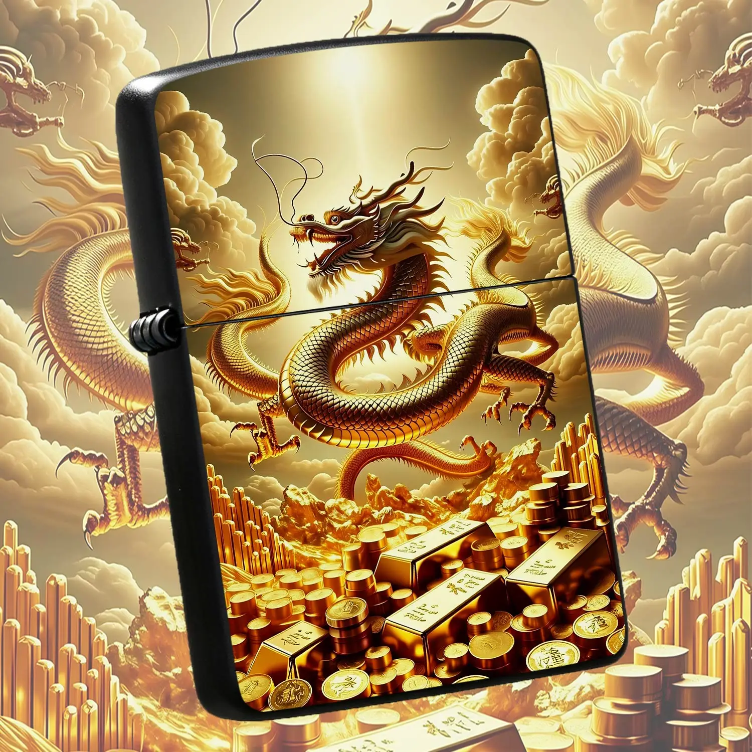 Vibrant Auspicious Golden Dragon Pattern Lighter, Exquisite Traditionalstyle Cloud Treasure Design, Delicate Festive Art Craft, Portable Multi-Scene Daily Use Ideal, Premium Meaningful Present For Festival Housewarming A Humorous And Intere