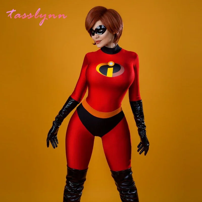 Mr Mrs Incredibles Cosplay Elastigirl Hulk Spider Family Adult Kid Suit Jumpsuit Bodysuit Halloween Costumes for Women