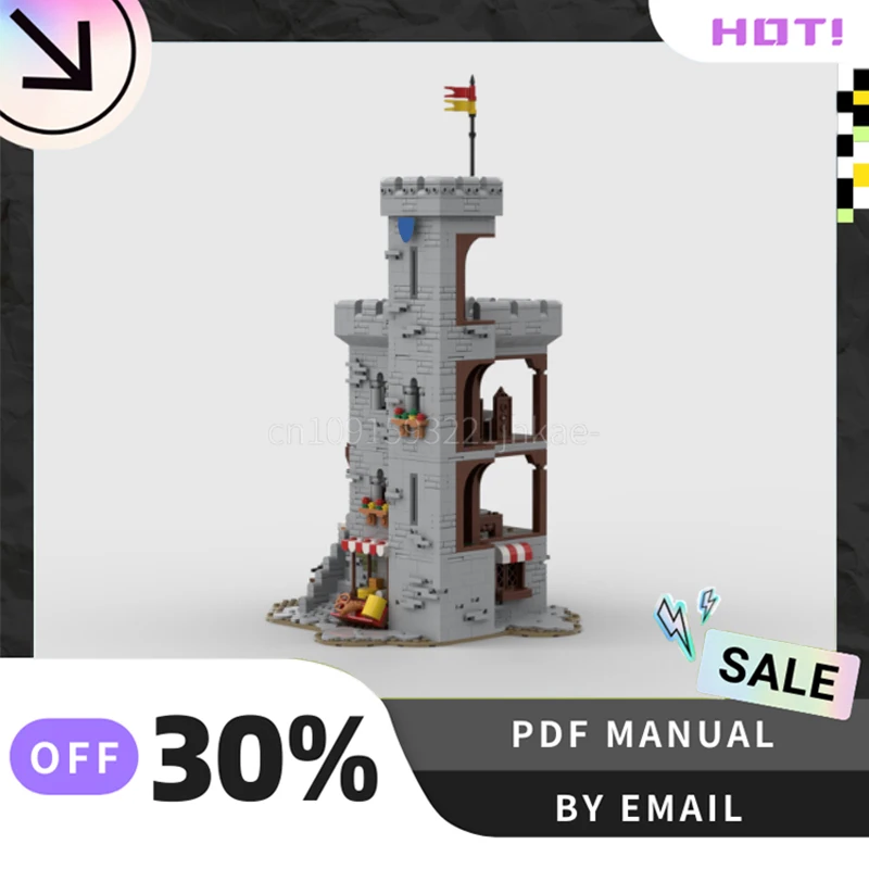 [1691PCS] 맞춤형 MOC 중세 무역 타워 크리 에이 티브 빌딩 블록 세트 줄기 장난감 DIY 건설 모델 키트 생일 선물