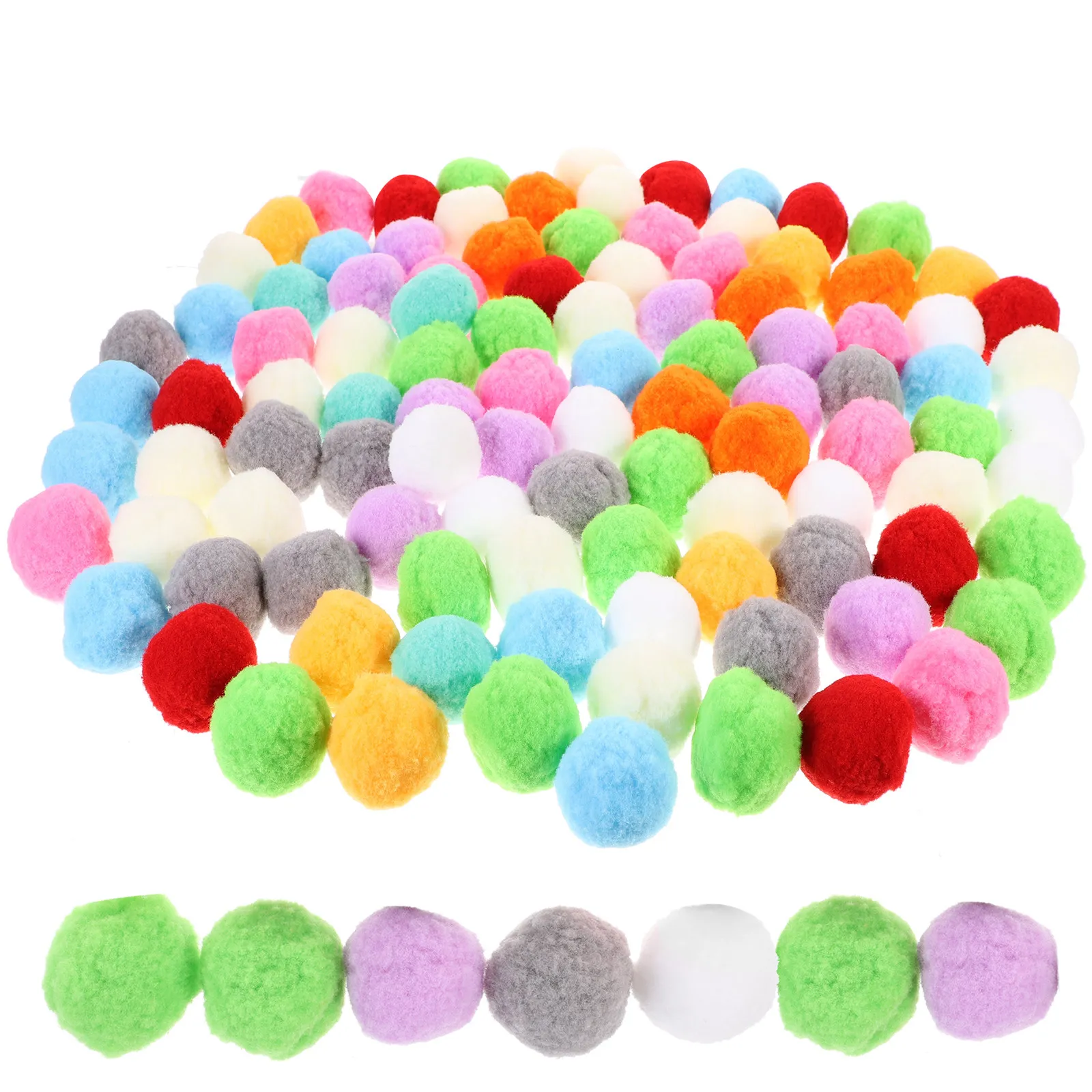 

100Pcs Safe Polyester Pom Poms Multipurpose DIY Crafting Accessories Clothing Decor Props for Handmade Jewelry Headwear Costume