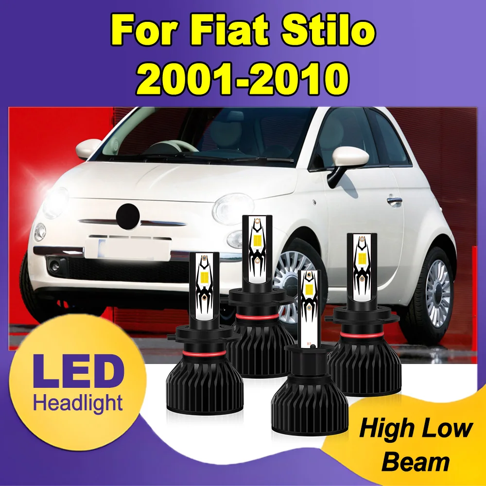 

Мощные автомобильные светодиодные фары с дальним и ближним светом, Canbus, без ошибок, Plug and Play, 6000K, белый свет, суперяркие, 12В, для Fiat Stilo 2001-2010