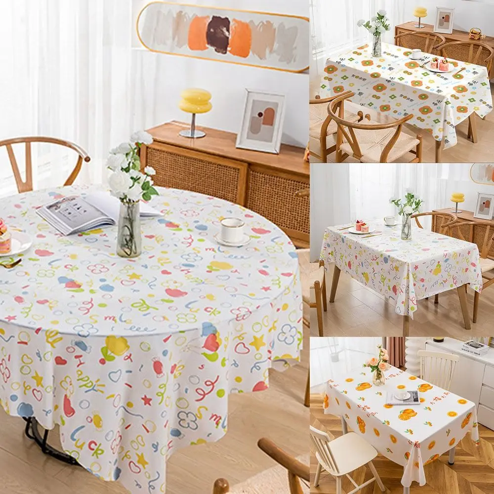 

Colorful Print Table Cloth Thickened Oil-proof Moisture Tablecloth Waterproof PEVA Festival Party Table Cover Home Decoration