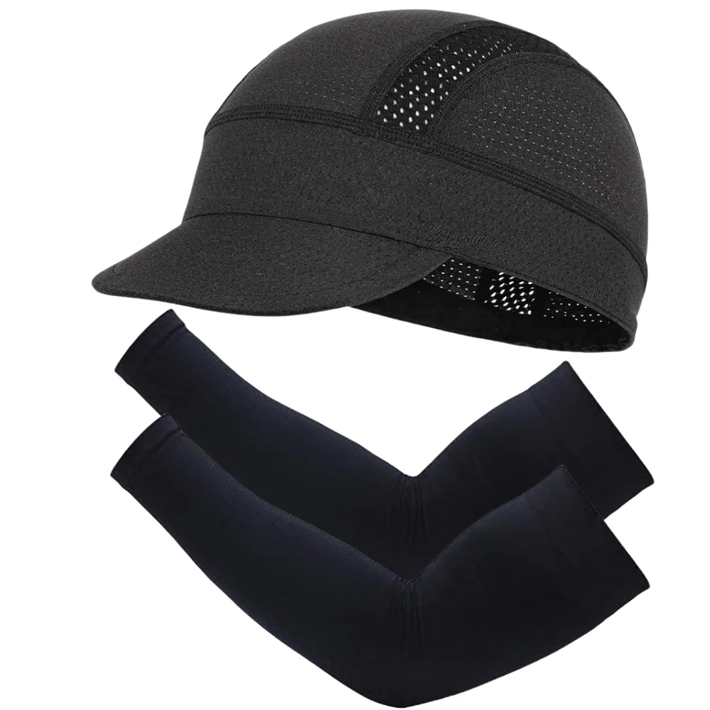 

2Pcs/set (hat and sleeves) Summer Sport Sun Protection Combination Pack Quick-drying Cycling Cap and Elastic Knitted Arm Cover