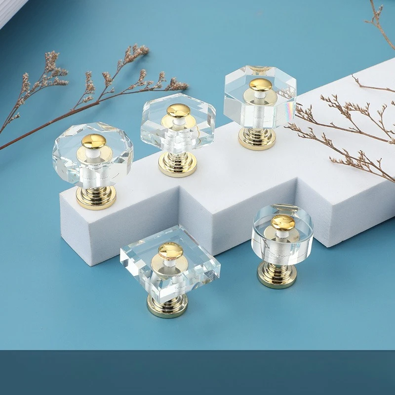 Crystal Diamond Cabinet Handle Drawer Pulls Octagon Knob for Wardrobe Door