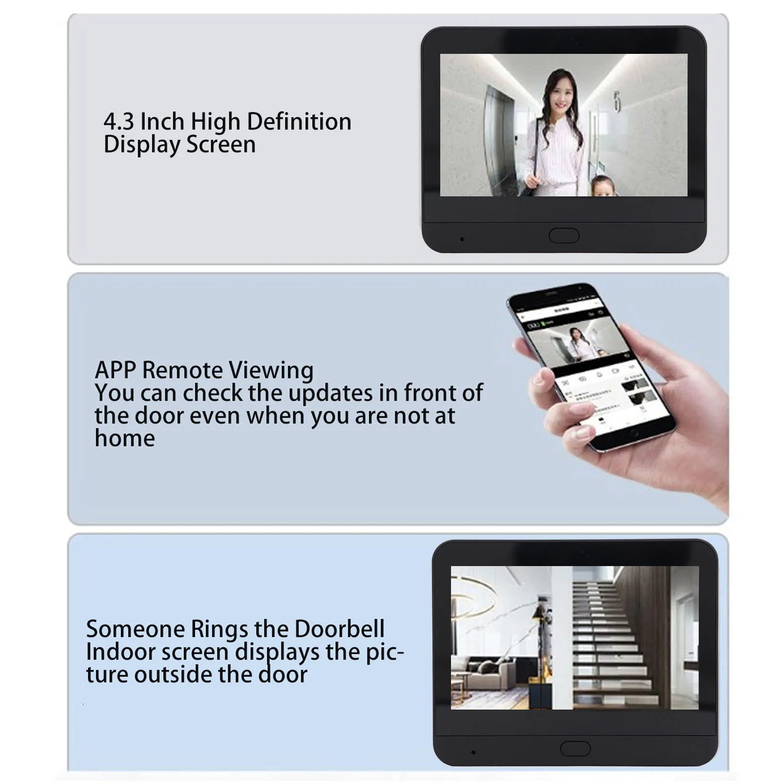Камера-глазок, видеоглазок, дверной звонок, Wi-Fi, 1080P, обнаружение движения, 4,3-дюймовый ЖК-дисплей, цифровой дверной просмотрщик, Wi-Fi, видеодверной звонок