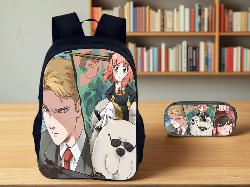Student SPY×FAMILY Lightweight Backpack with Pen Case,Casual Rucksack Classic Knapsack for School
