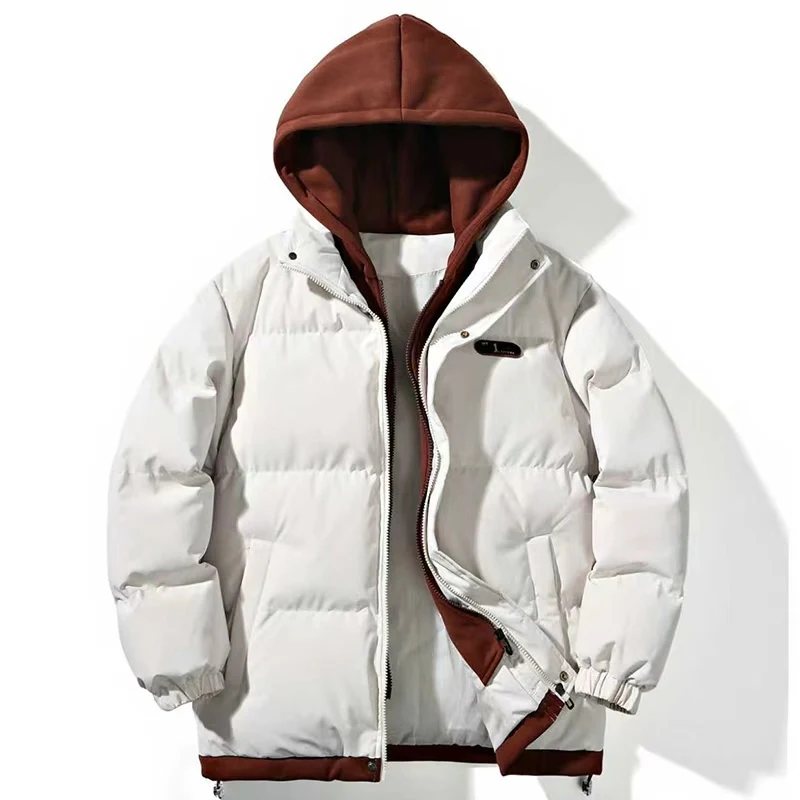 

Autumn and Winter Two-Piece Hooded Cotton Jacket, Multi-Color Contrasting Patchwork Puffer Jacket, Thickened for Warmth and Cold Resistance, Loose Fit, Slimming, Unisex, Street Fashion Brand, Versatile and Stylish Cotton Coat