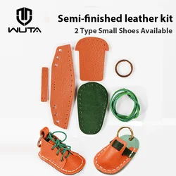 WUTA Kit in pelle fai da te Mini scarpe pantofole portachiavi portachiavi semilavorato ciondolo borsa regalo per bambini allenamento di attività del campo estivo