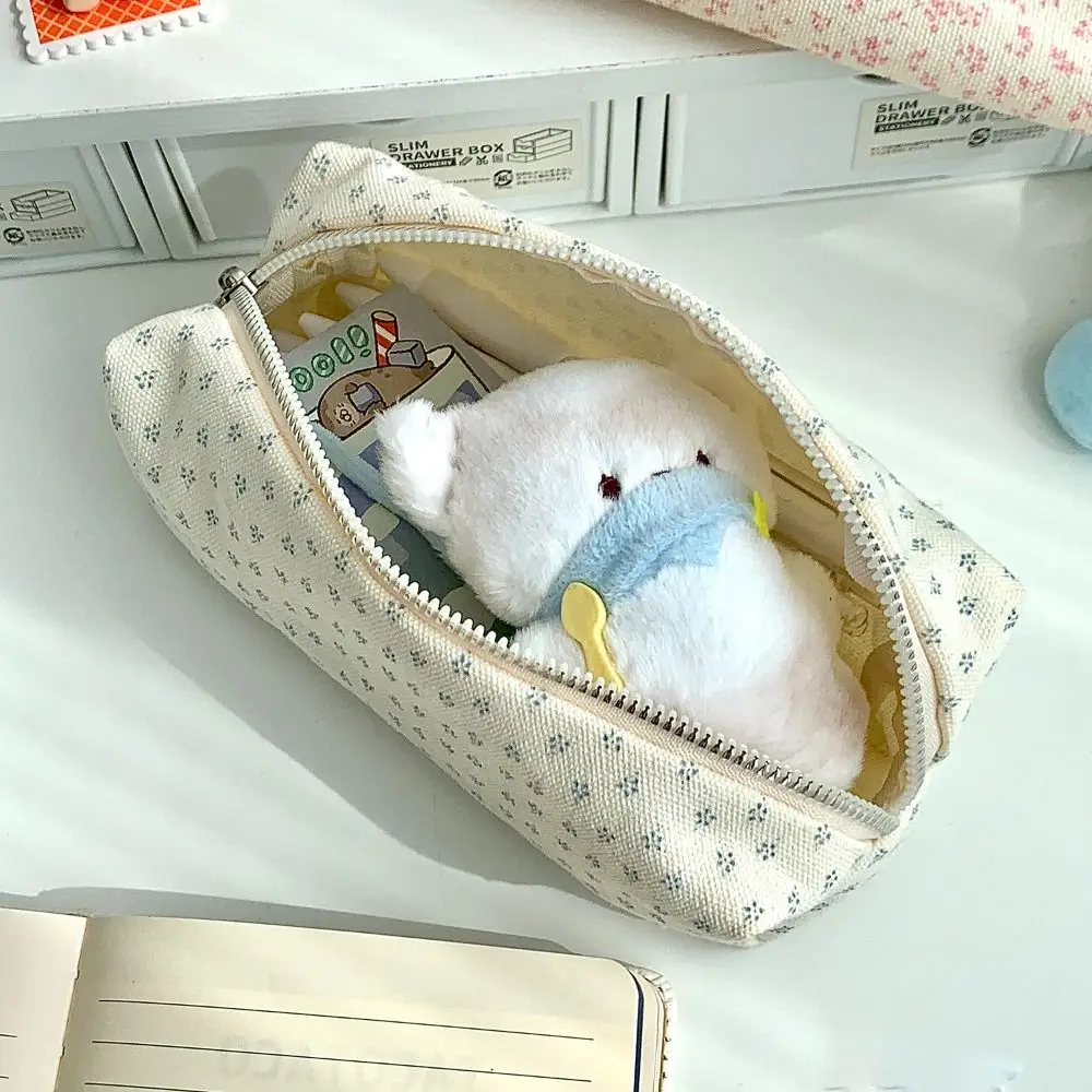 High Quality Floral Print Pen Bag Large Capacity Multifunctional Stationery Bag Pencil Case Students