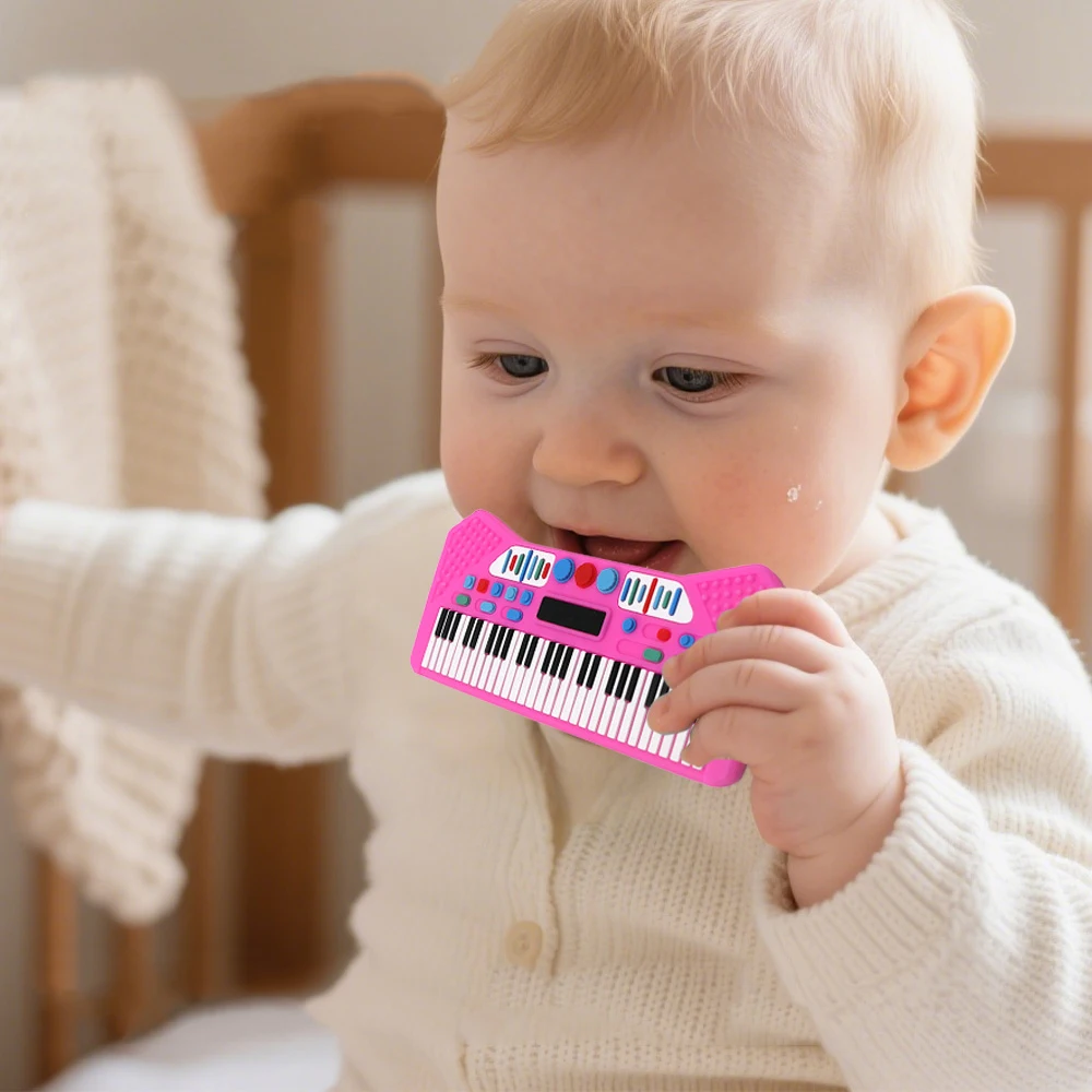 

Соска-прорезыватель для фортепиано с имитацией пианино, силиконовая игрушка против сосания моляров для облегчения прорезывания зубов