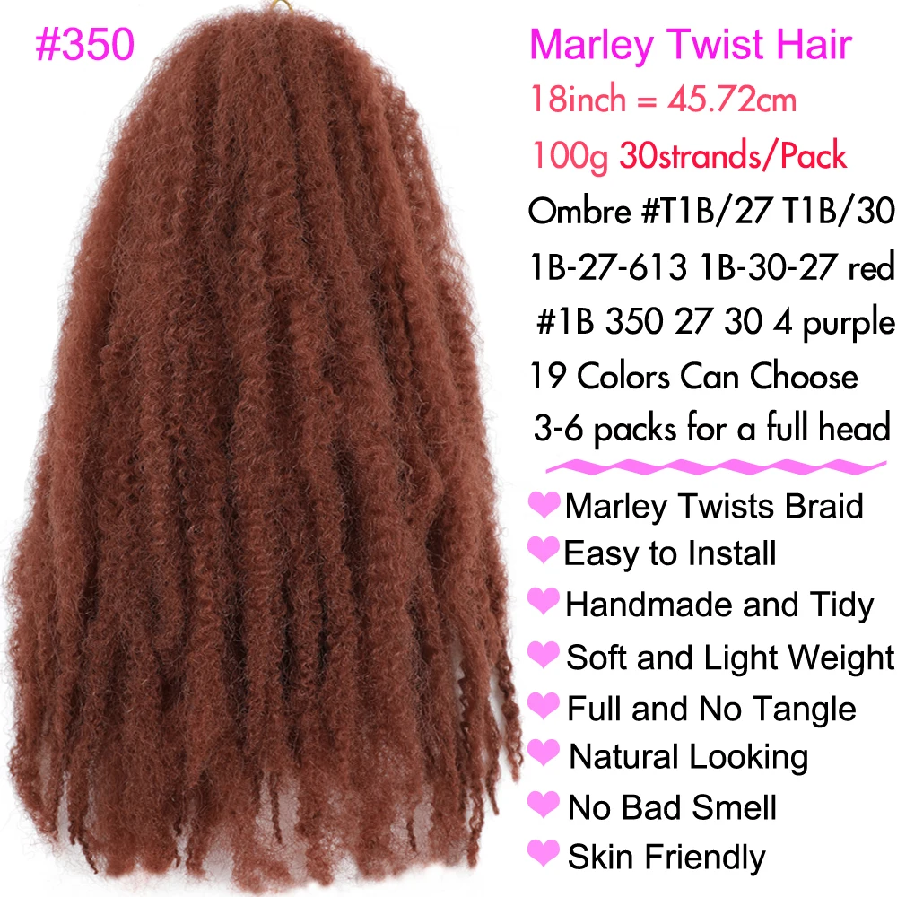 Rambut kepang panjang Afro Marley Kinky 1B 30 27 613 3 warna rambut kepang putar Marley 1-3 pak rambut Putar Marley untuk wanita