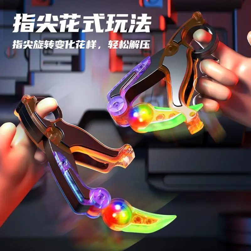 3D-Schwerkraft-Direktsprung-Messer mit einziehbarer, leuchtender Karottenklaue, offizielle verbesserte Version, Fidget-Spinner-Karottenmesser, cool und lustig