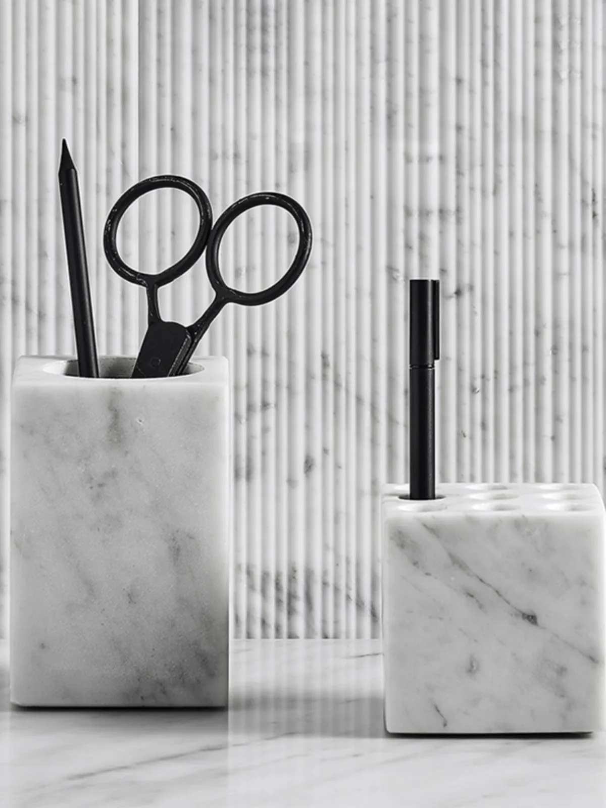 

Natural Marble Light Luxury Creativity Design Pen Holder Nordic Modern Simplicity Office Storage Pen Case Decorative ornaments