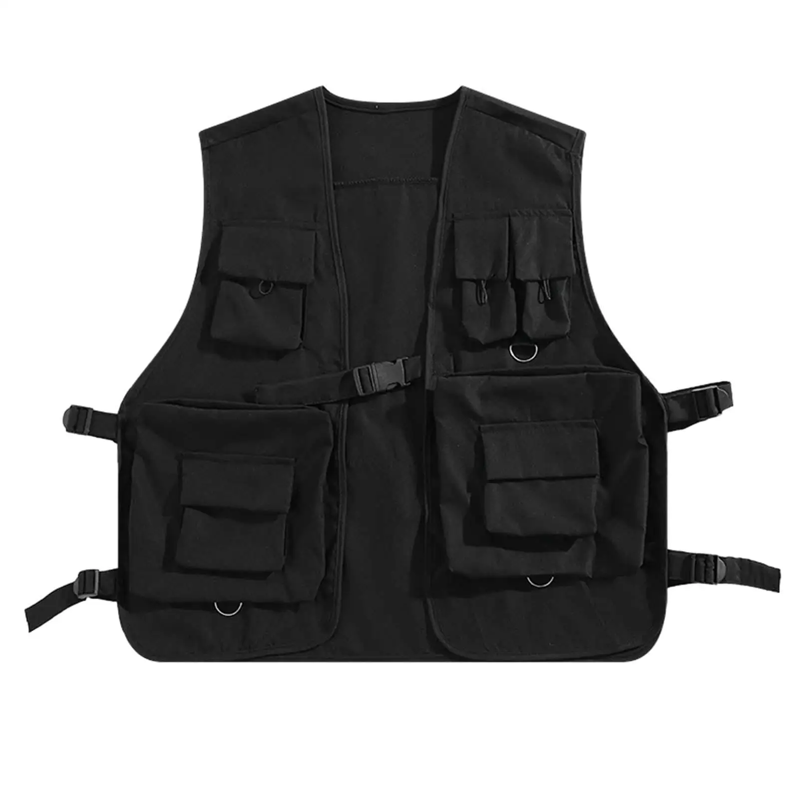 

Utility Vest Outerwear Sleeveless Jacket with Multi Pockets Casual Front Buckle Waistcoat for Adults Outdoor Climbing Travel