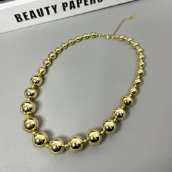 Exaggerated Size Round Ball Beaded Necklace Cool Style Collarbone Chain for Women