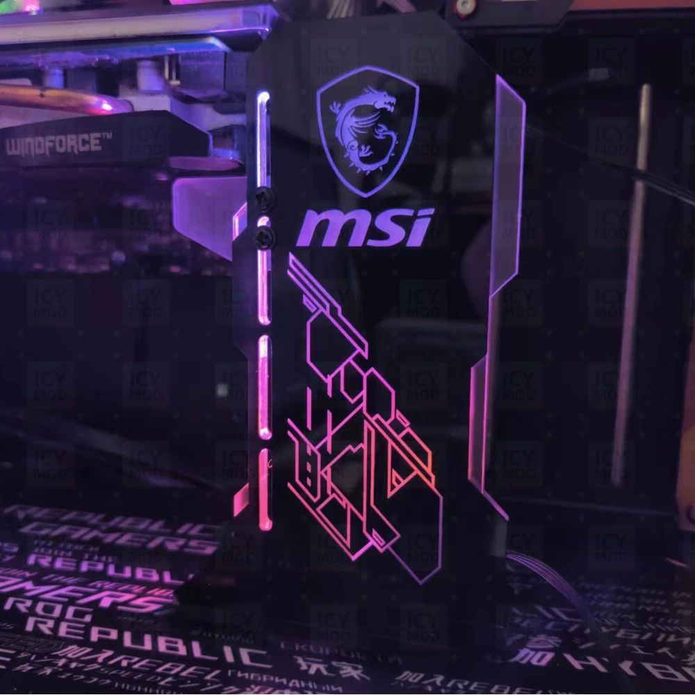 MSI VGA Bracket ARGB Customizable Vertical GPU Holder PC ROG Video Card Support Chassis Water Cooler Custom MOD 5V 3Pin AURA