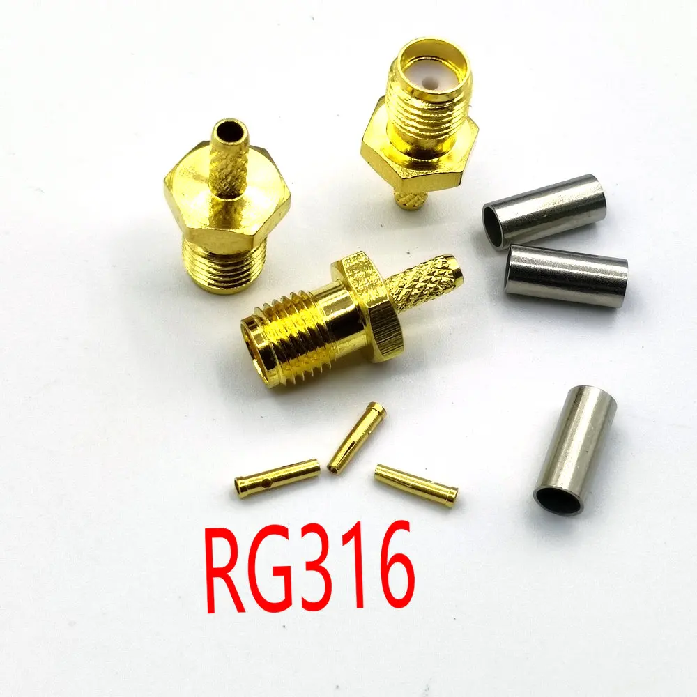 

100pcs RG316 SMA Female Adapter RF Connector SMA Female Jack Crimping for Coaxial RG316 RG174 RG178 LMR100 Cable